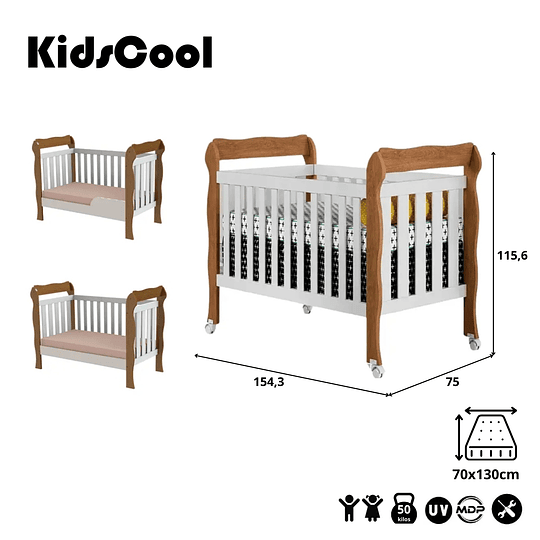 Bombita - Cuna Blanco/Cafe 3 Funciones Lila