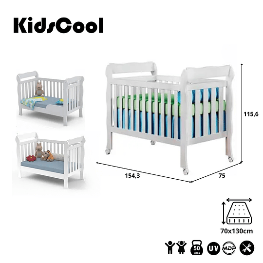 Bombita - Cuna Blanca 3 Funciones Lila