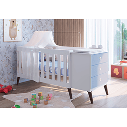 Retiro Express - Cuna Con Cajonera Encanto Celeste+Colchon Cuna Baby Box 130x60