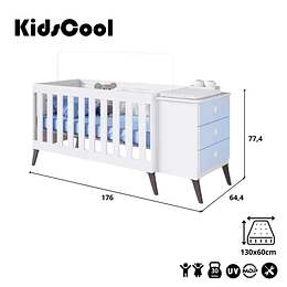 Retiro Express - Cuna Con Cajonera Encanto Celeste+Colchon Cuna Baby Box 130x60