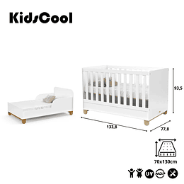 Retiro Express - Cuna Madera New Zupi Blanca + Colchon Cuna Baby Box 130x70