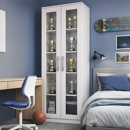 Organizador Vitrina Juvenil 2 Puertas Vidrio Blanco 