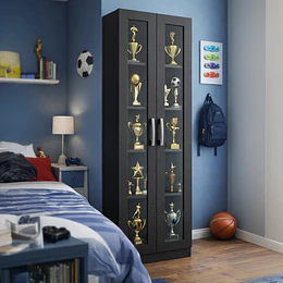 Organizador Vitrina Juvenil 2 Puertas Vidrio Negro 