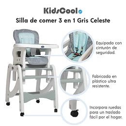 Silla de comer 3 en 1 Gris Celeste