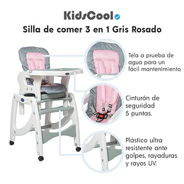 Silla de comer 3 en 1 Gris Rosado