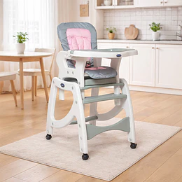Silla de comer 3 en 1 Gris Rosado
