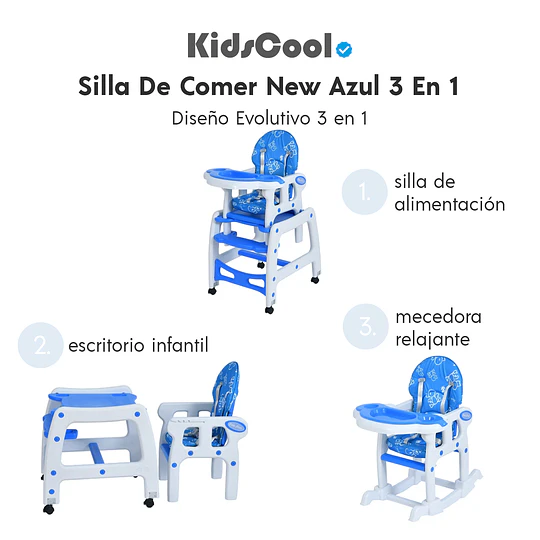 Silla De Comer New Azul 3 En 1 