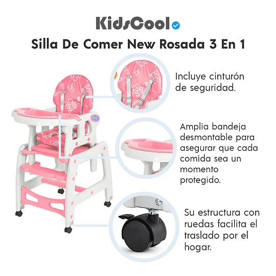 Silla De Comer New Rosada 3 En 1 -Preventa 14 de Mayo