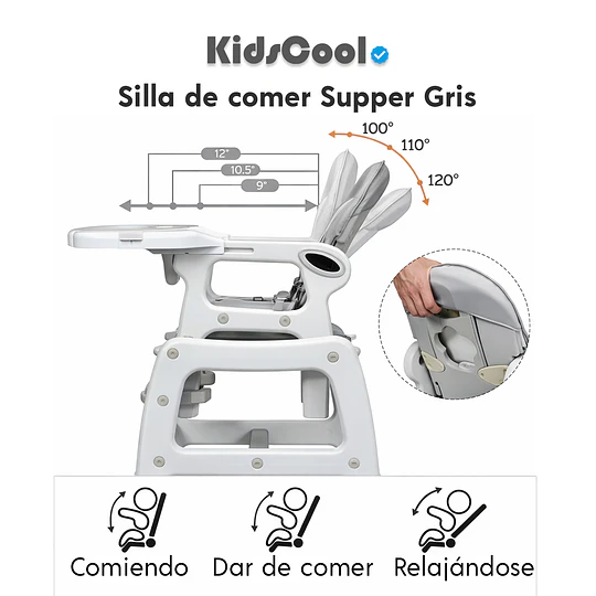Silla de comer Supper Gris