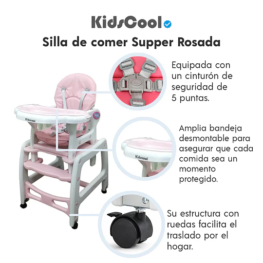 Silla de comer Supper Rosada