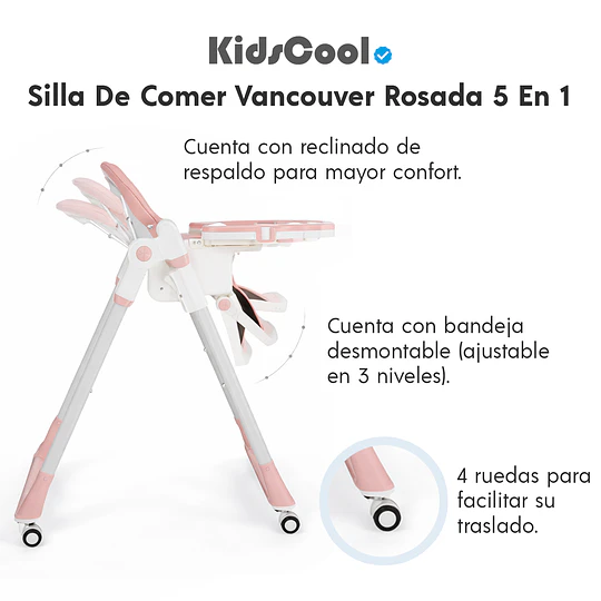 Silla De Comer Vancouver Rosada 5 en 1