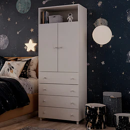 Ropero 2 Puertas y 4 Cajones Blanco- Preventa 30 de Abril