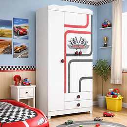 Closet Infantil 3 Puertas Fast Car Blanco
