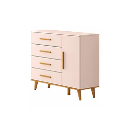Comoda Rosado Miel Ludmila 4 Cajones Y Puerta 