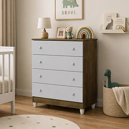 Comoda Gris Café Mel 4 Cajones 