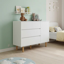 Comoda Blanca Olivia 3 Cajones Y Puerta  