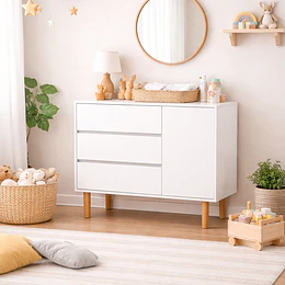 Comoda Blanca Olivia 3 Cajones Y Puerta  