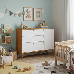 Cómoda Con Puerta Gold Miel/Blanco 