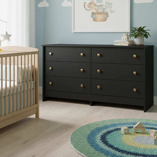 Comoda Duplex 6 Cajones Negro