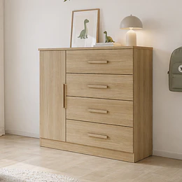 Comoda Con Puerta Beige Mate Cinza