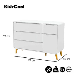 Comoda Blanca Agatha 3 Cajones Y Puerta  