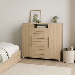 Comoda Multifuncional Beige Mate Cinza