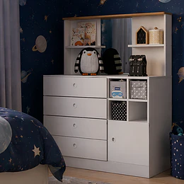 Comoda infantil 4 cajones puerta con espejo Amore 