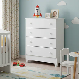 Preventa 15 de Mayo - Comoda Blanco Mel 4 Cajones