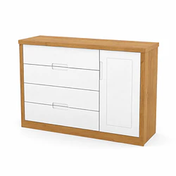 Comoda Tutto 4 Cajones con Puerta Blanca Caramelo