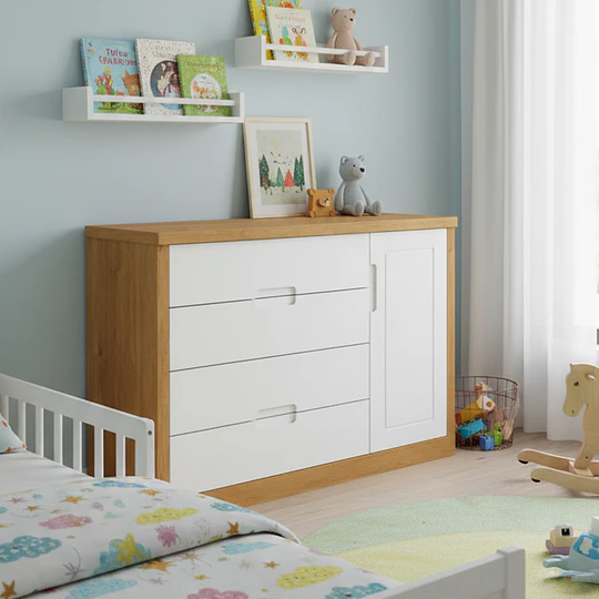Comoda Tutto Con Puerta Blanca Caramelo