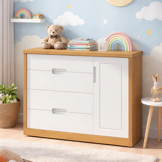 Comoda Tutto Con Puerta Blanca Caramelo