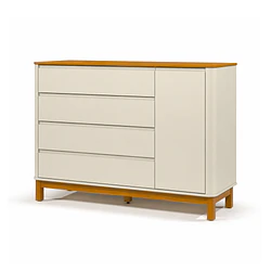 Comoda Flow 4 Cajones con Puerta Beige Eco Wood