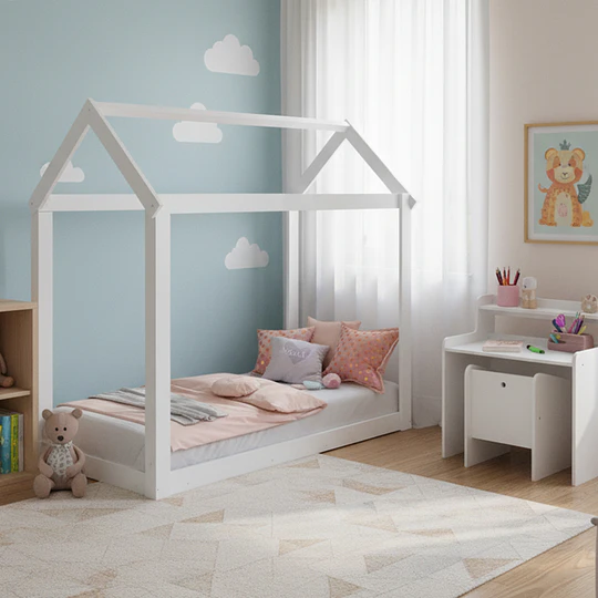Cama Casita Montessori Cariño Blanca
