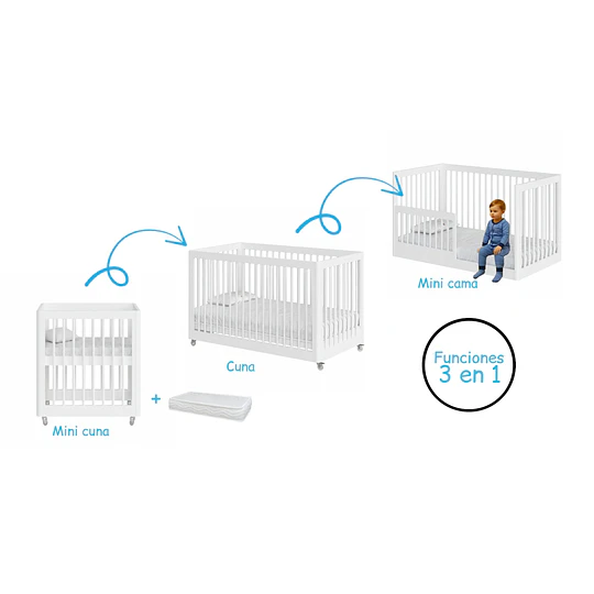 Retiro Express - Cuna Antirreflujo 3 en 1 Lion Blanca Kidscool - PRODUCTO ARMADO DESPACHO SOLO RM