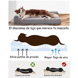Retiro Express - Cama Sofá Ortopédico PetsCool para Perros, viscoelástica, lavable, Gris Talla L