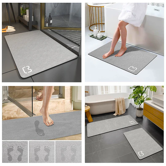Retiro Express - Alfombra Multifunción Impermeable Antideslizante PetsCool Gris- Secado Rápido y Extra Absorbente