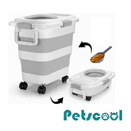 Retiro Express - Contenedor Hermético Plegable Alimento Mascota PetsCool 22 kg Gris Ruedas