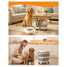 Retiro Express - Contenedor Hermético Plegable Alimento Mascota PetsCool 22 kg Gris Ruedas