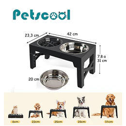 Retiro Express - Comedero Elevado Ajustable PetsCool 5 Alturas Plato Anti-voracidad