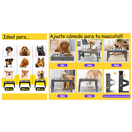 Retiro Express - Comedero Elevado Ajustable PetsCool 5 Alturas Plato Anti-voracidad