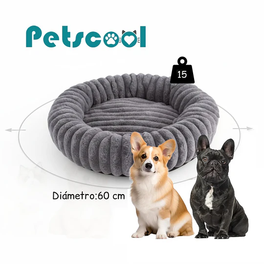 Retiro Express - Cama Nido Donut Mascotas M PetsCool Gris 60 cm Antiansiedad Perro Gato