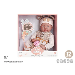 Retiro Express - Muñeca Bebé Realista Kidscool 40cm 12 Sonidos de Apego Beige