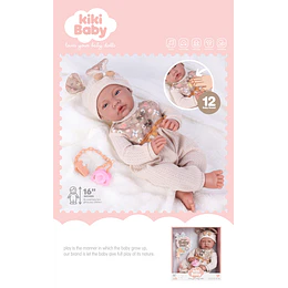 Retiro Express - Muñeca Bebé Realista Kidscool 40cm 12 Sonidos de Apego Beige