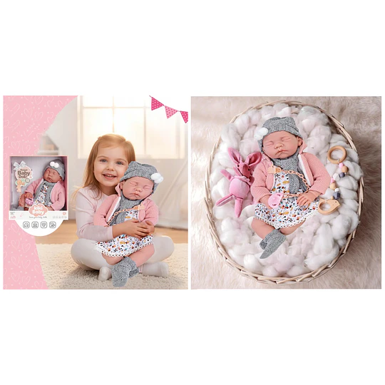 Retiro Express - Muñeca Bebé Realista Kidscool 40cm 12 Sonidos de Apego Rosado