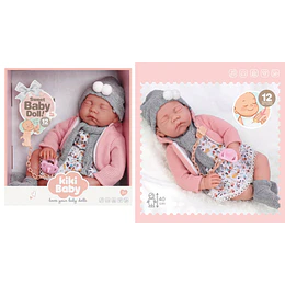 Retiro Express - Muñeca Bebé Realista Kidscool 40cm 12 Sonidos de Apego Rosado