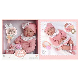 Retiro Express - Muñeca Bebé Realista Kidscool 40cm 12 Sonidos de Apego Rosado