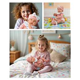 Retiro Express - Muñeca Bebé Realista Kidscool 40cm 12 Sonidos de Apego Rosado