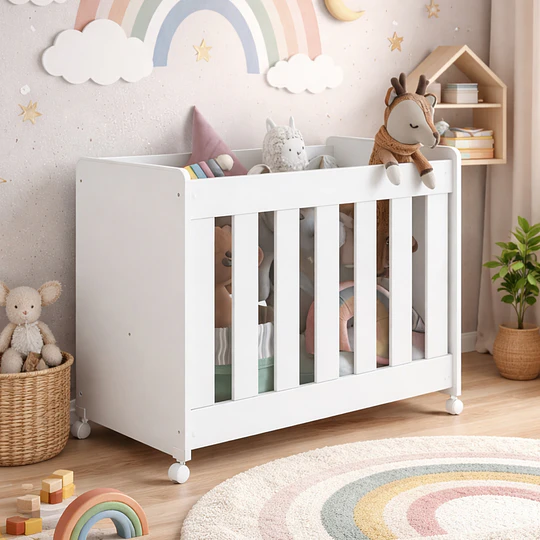 Mini Cuna Bebé Colecho 4 en 1 Blanca con Colchón