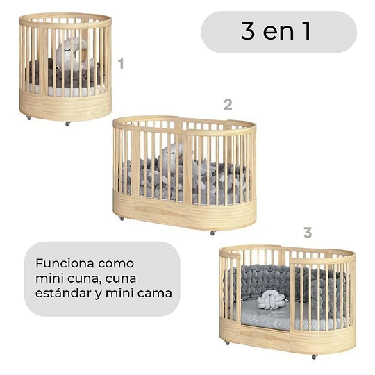 Cuna Bebé Progresiva Sognare Madera Ovalada - Preventa 30 de Mayo