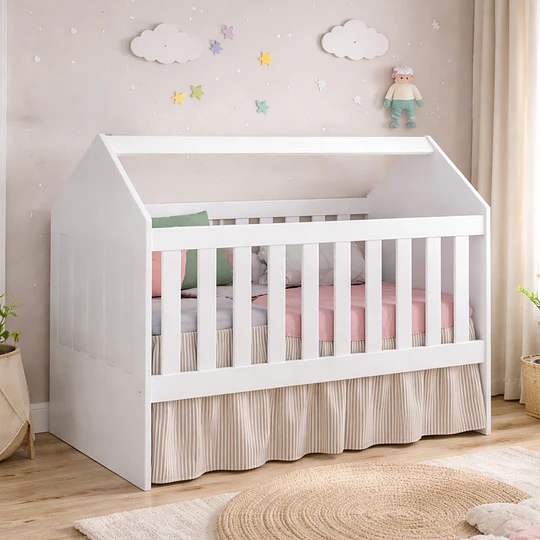 Cuna casita 60 Montessori blanca